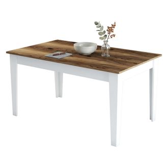 Dmora Mesa Fija Segura, 6 Plazas, Forma Rectangular, Soporta 120 Kg, 145x88x75h Cm Blanco