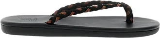 Ancient Greek Sandals Braided Leather Thong Sandals with Elevated Rubber Sole