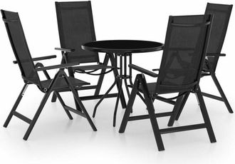 vidaXL Juego De Bistr&oacute; De Jard&iacute;n 5 Piezas Negro Y Antracita Vidaxl