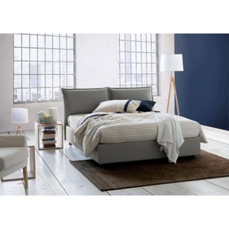 Talamo Italia Cama Matrimonial Antonia, Cama Contenedor Con Revestimiento De Tela, 100% Made In Italy, Apertura Frontal, Adecuado Para Colch&oacute;n Cm 160x200, Gris, Con