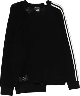 Yohji Yamamoto Long Sleeve Training Tops, male, Black, Size: XS Logo Knit Sweater
