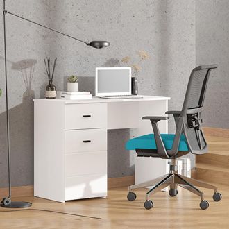 Dmora Escritorio Cocham, Un Caj&oacute;n, Un Estante, Una Puerta, 98x45x74h Cm Blanco Mate