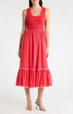 Sugarlips Jessy Smocked Midi Dress in Red at Nordstrom, Size X-Small