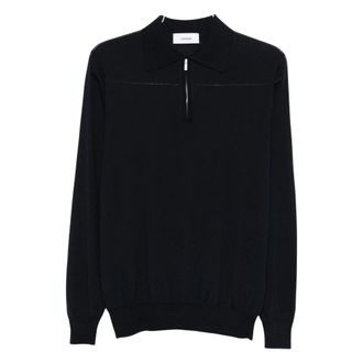 Lardini Half-zip Polo - Heren - Tops - Blauw - Maat: S Zijde