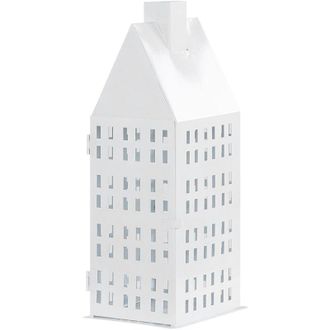 Beliani Beliani - Farolillo De Hierro Blanco 40 Cm Candelabro Portavelas Forma De Casa Pilar Cl&aacute;sico Minimalista Dolok