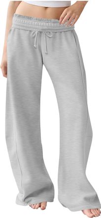 Generic Womens Casual Wide Leg Baggy Sweatpants UK High Waist Drawstring Elastic Waistband Loose Pants with Pockets Ladies Trendy Soft Athlete Joggers Sports 