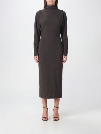 Giorgio Armani Abito midi a tubino drappeggiato in misto seta con collo alto