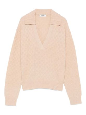 Sandro textured V-neck sweater - women - Wool/Cashmere - 3 - Neutrals