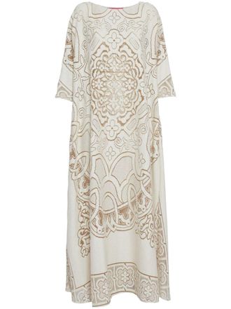La DoubleJ Muumuu embroidered maxi dress - Neutrals