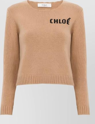 Chlo&eacute; cashmere wool logo-intarsia sweater