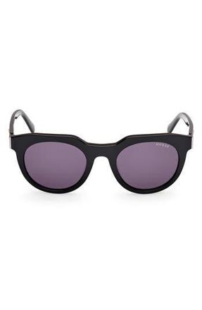 Guess Round Sunglasses in Shiny Black /Smoke at Nordstrom Rack