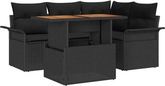 vidaXL Garden Sofa Set with Storage 5 pcs Black Poly rattan vidaXL