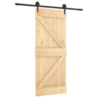 vidaXL Puerta Corredera Natural Y Negro 85 X 210 Cm Vidaxl