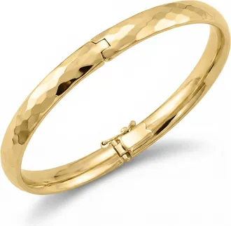Pompeii3 5mm Hammered Bangle Bracelet 18k Yellow Gold Over Silver