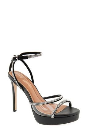 Christian Siriano Nicola Ankle Strap Platform Sandal in Clear/Black at Nordstrom, Size 6.5