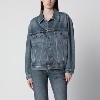 Balenciaga Giacca denim Kick asimmetrica in cotone blu