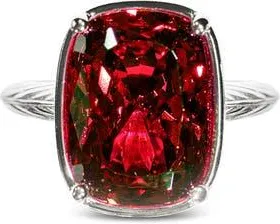 Sterling Forever Elongated Cushion-Cut Cubic Zirconia Cocktail Ring in Silver/garnet at Nordstrom, Size 10