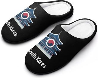 Generic South Korea Flag Womens Slippers Warm House Slippers Indoor House Shoes with Anti-Skid Rubber Sole