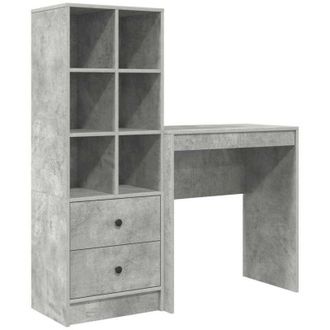 vidaXL Escritorio Con Almacenamiento Con Caj&oacute;n 2 Pcs Gris Concreto Vidaxl