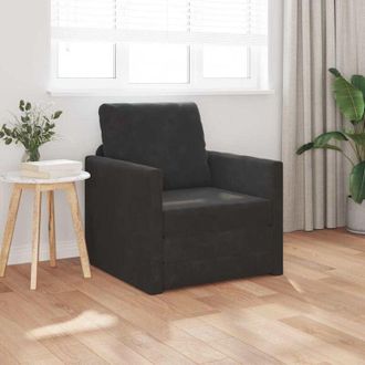 vidaXL Sof&aacute; Cama De Piso Con Coj&iacute;n Negro 74 X 77 X 81 Cm Terciopelo Vidaxl