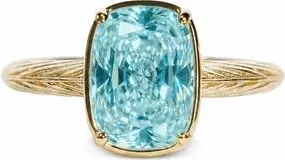 Sterling Forever Cushion Cut Imitation Aquamarine Sterling Silver Ring in Light Blue/gold at Nordstrom, Size 10