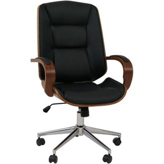 Hhg [nunca Usado] Silla De Oficina Hhg-539, Silla Giratoria, Sill&oacute;n De Direcci&oacute;n, Piel Sint&eacute;tica (280 G/m&sup2;), Madera Curvada Con Certificaci&oacute;n Mvg, Aspecto