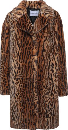 Stand Studio Camille Cocoon Coat with All-Over Animal Print and Classic Lapel