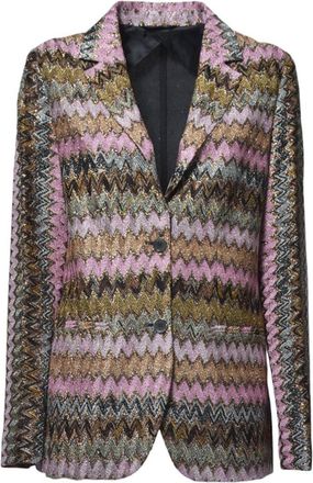 Missoni Pink Lame Chevron Viscose Knit Blazer