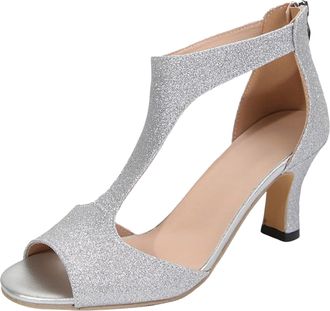 Generic DUHGBNE Sandals for Women Heels Sexy Casual Open Toe Sandals Convenient Back Zipper Mid Heel Sandal Fashion Rubber Ladies Shoes for Shopping Party (UK