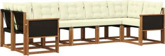 vidaXL Conjunto De Sof&aacute;s De Exterior 7 Uds. Natural Y Crema Vidaxl