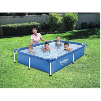 Trade Shop Trade Shop - Piscina Con Bordi Rettangolare 1200 Lt Fuori Terra Steel Pro 221x150x43cm 56401