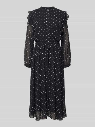 Joop Midikleid im Allover-Look mit Bindeg&uuml;rtel in Black, Gr&ouml;&szlig;e 34