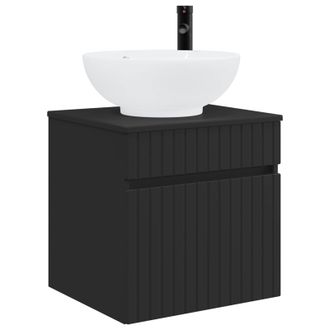 vidaXL Vanidad De Lavabo Montada En La Pared Negro 49 X 44,5 X 66,5 Cm Vidaxl