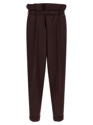 Saint Laurent Dark Brown Slim Pleated Pants