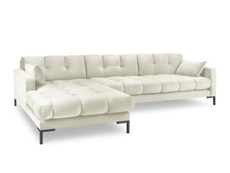 BLOOMINGLOFT Design-Ecksofa Mamaia Samt - Soft Beige