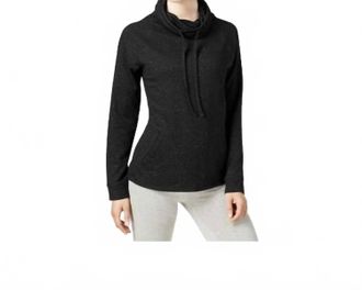 32 Degrees Funnel Neck Fleece Top In Black