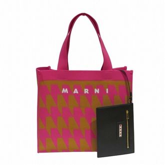 Marni Brown Pink Polyester Pouch Tote Bag (Pre-Owned)