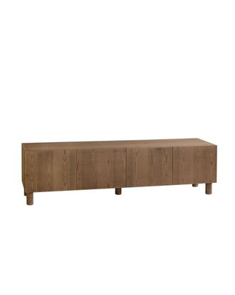 Deco Wood Mueble tv de madera de chapa de fresno natural avellana 196x40cm