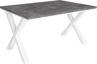 Skraut Home Mesa Comedor, Mesa Fija Cocina y Salón, 140, Para 6 comensales, Patas madera maciza, Estilo Industrial, Gris Cemento - Skraut Home