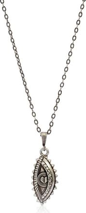 Roberto Cavalli Antique Silver Tone Eye Pendant Necklace