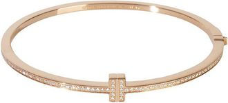 Tiffany & Co. Tiffany T Hinged 18K Rose Gold 0.31 ct. tw. Diamond Bracelet (Authentic Pre-Loved)