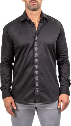 Maceoo Crystal Skull Shirt in Black at Nordstrom, Size 4