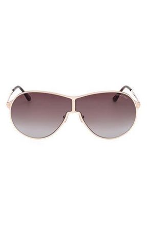 Tom Ford Gais 71mm Oversize Mirrored Pilot Sunglasses in Rose Gold Dark Havana /T Logo at Nordstrom Rack