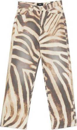 7 For All Mankind Stovepipe Zebra-print Straight-leg Jeans