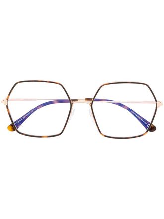 Tom Ford Eyewear hexagonal shaped glasses - women - Acetate/Metal (Other) - 55 - Metallic