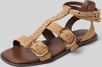 Inuovo Sandalen aus reinem Leder mit Nietenbesatz in Beige, Gr&ouml;&szlig;e 36