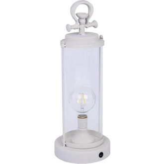 Wanderlust Deco L&aacute;mpara De Mesa De Metal Blanco 16x16x46h Cm