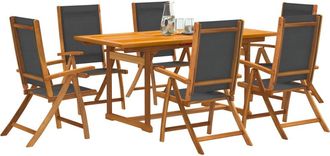 vidaXL Juego Comedor De Jard&iacute;n 7 Pzas Madera Maciza Acacia Y Textileno Vidaxl