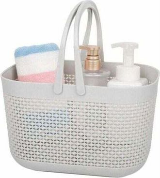 OEM Cesta De Ducha Port&aacute;til, Cesta De Almacenamiento De Pl&aacute;stico Con Asas, Contenedores De Almacenamiento Para Cocina, Ba&ntilde;o, Residencia Universitaria, Gri