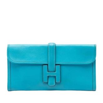 Herm&egrave;s Pre-owned Jige Elan 29 - Dames - Vintage Clutch - Blauw - ONE Size - Leer - Vintage